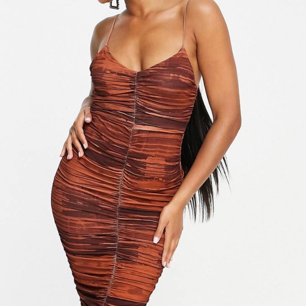 MIDI/ maxi ruched bodycon dress not see through!